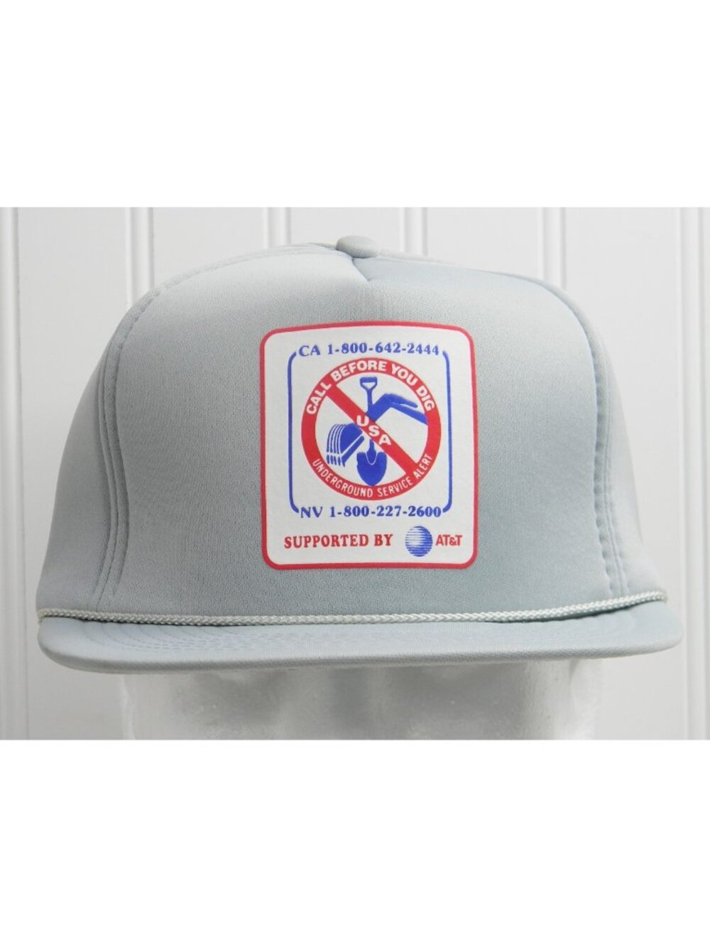 Vintage USA Underground Service Alert AT&T Trucker Hat Snapback Cap Grey